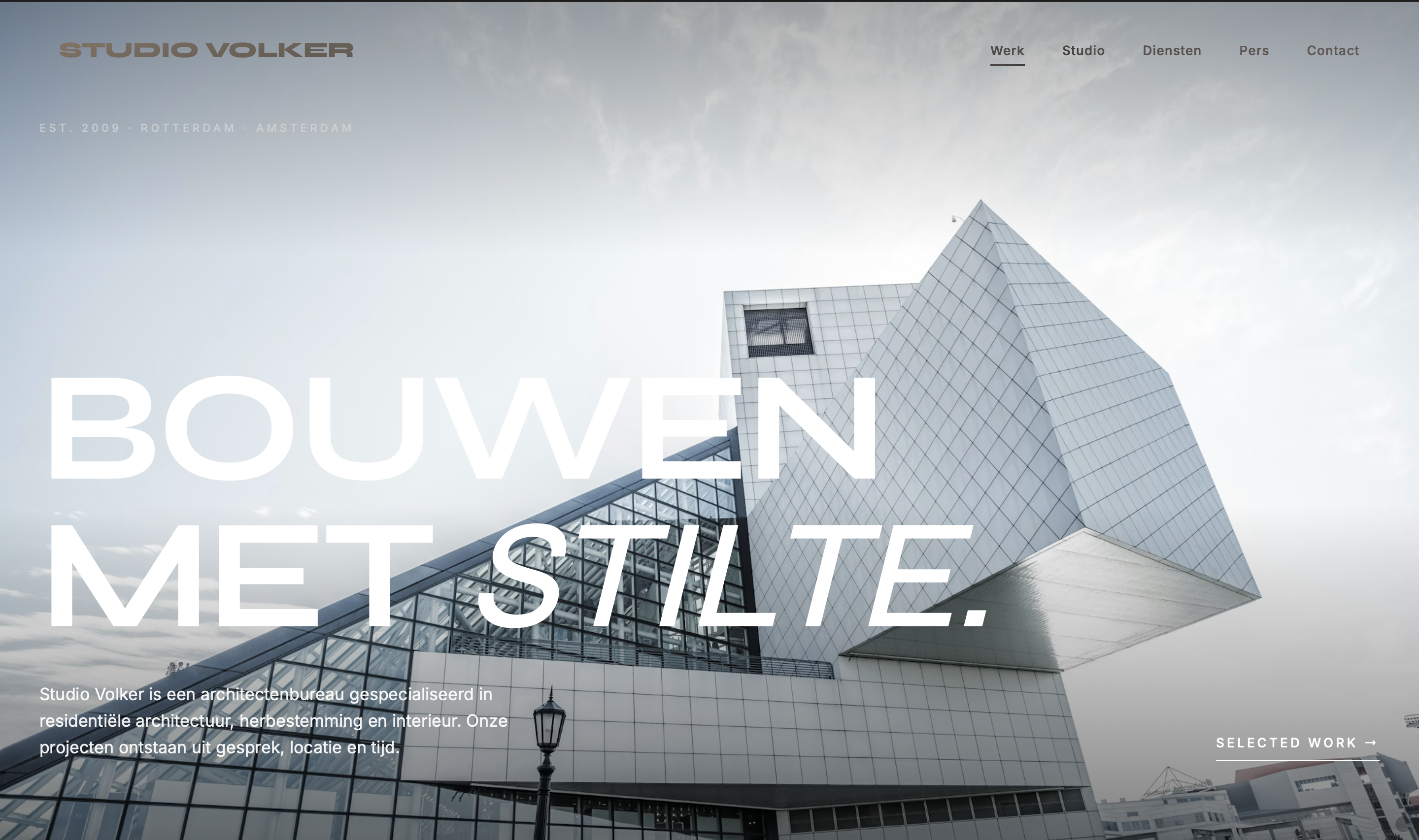 Homepage voorbeeld voor Studio Volker, Architectenbureau · Rotterdam